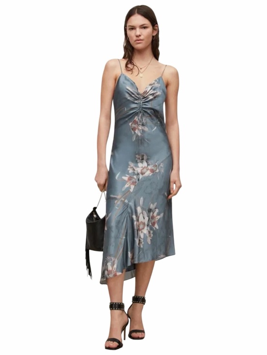 All Saints Dresses & Skirts - AllSaints Alexia Kuroyuri Blue Floral Silk Blend Midi Dress Size 4